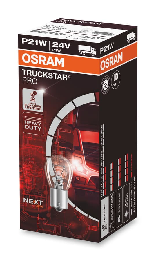 P21W LKW-Signallampe 24V 21W BA15s TRUCKSTAR® PRO NEXT GEN bis 2,5x längere Lebensdauer 1 St. OSRAM