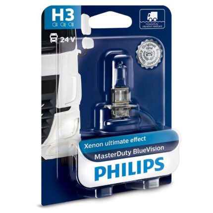 H3 24V 70W PK22s 24V Halogen MasterDuty BlueVision 1St Philips