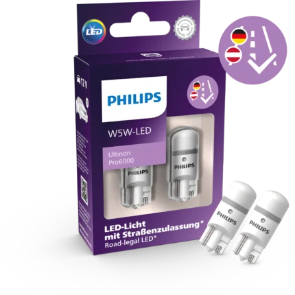 LED W5W 12V 0,9W Ultinon Pro6000 mit Straßenzulassung 6000K 2 St. Philips